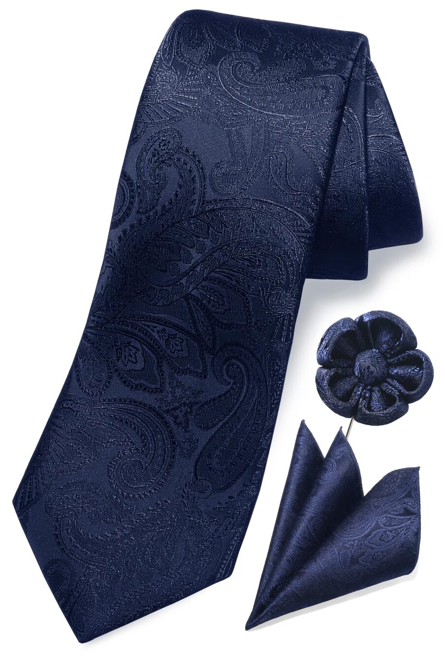 9388 Navy Blue Tie Midnight Blue Ties Paisley Neckties and Pocket Squares